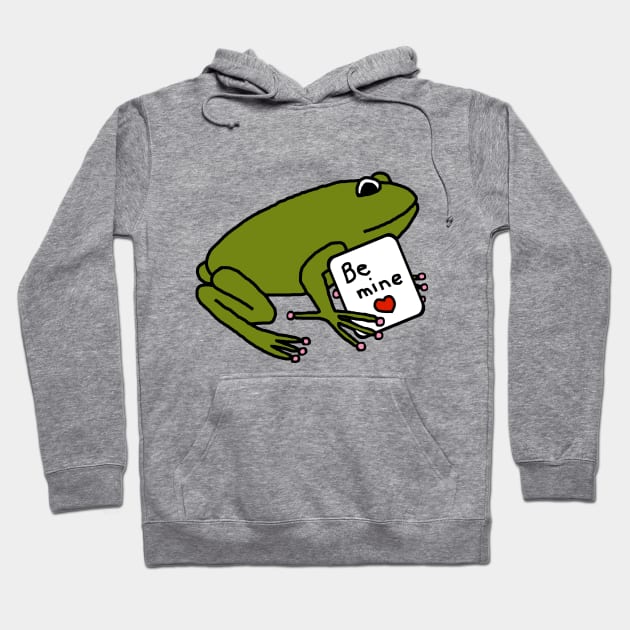 Green Frog says Be Mine on Valentines Day Hoodie by ellenhenryart